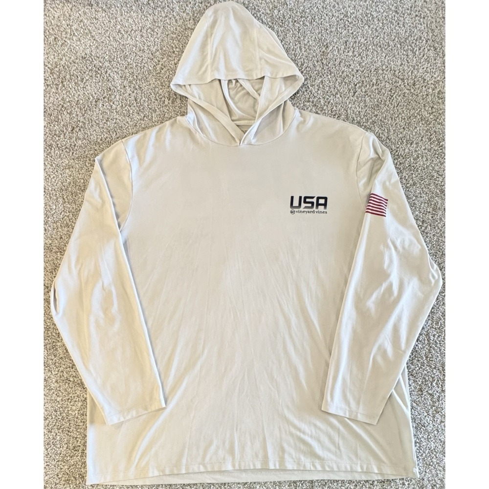 Vineyard Vines USA Flag Hoodie Mens 2X Long Sleve Lightweight Patriotic XXL